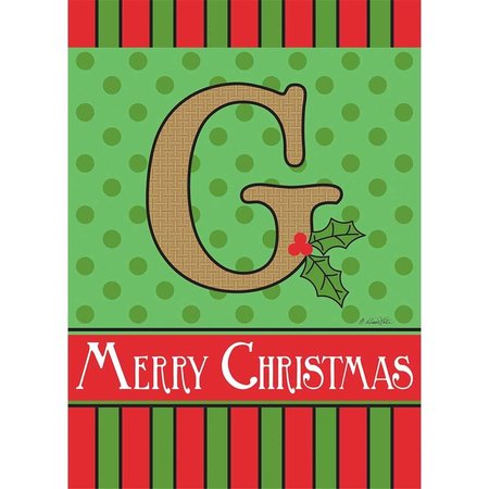 MAGNOLIA GARDEN FLAGS 13 x 18 in Merry Christmas Monogram G Burlap Garden Flag 1653